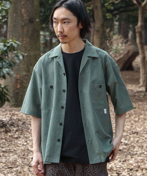 GLOSTER（グロスター）の「【WORK ABOUT/ワークアバウト】TROPICAL SHIRT トロピカルオープンカラーシャツ（シャツ/ブラウス・メンズ・キナリ/ブラック/グリーン/グレイッシュブルー・MEDIUM/LARGE）」の11枚目の写真