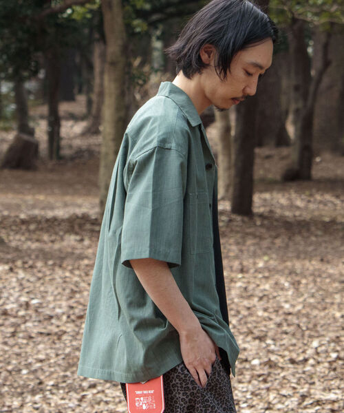 GLOSTER（グロスター）の「【WORK ABOUT/ワークアバウト】TROPICAL SHIRT トロピカルオープンカラーシャツ（シャツ/ブラウス・メンズ・キナリ/ブラック/グリーン/グレイッシュブルー・MEDIUM/LARGE）」の13枚目の写真