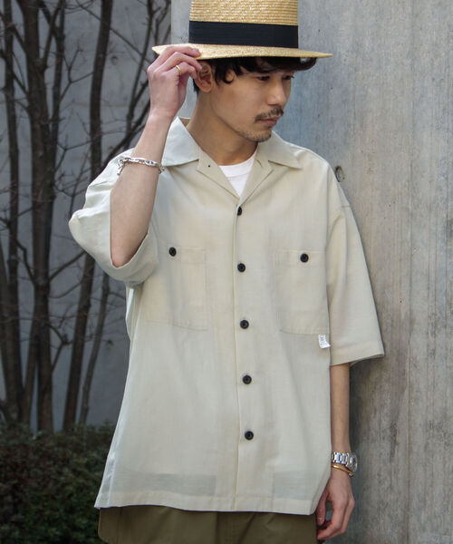 GLOSTER（グロスター）の「【WORK ABOUT/ワークアバウト】TROPICAL SHIRT トロピカルオープンカラーシャツ（シャツ/ブラウス・メンズ・キナリ/ブラック/グリーン/グレイッシュブルー・MEDIUM/LARGE）」の16枚目の写真