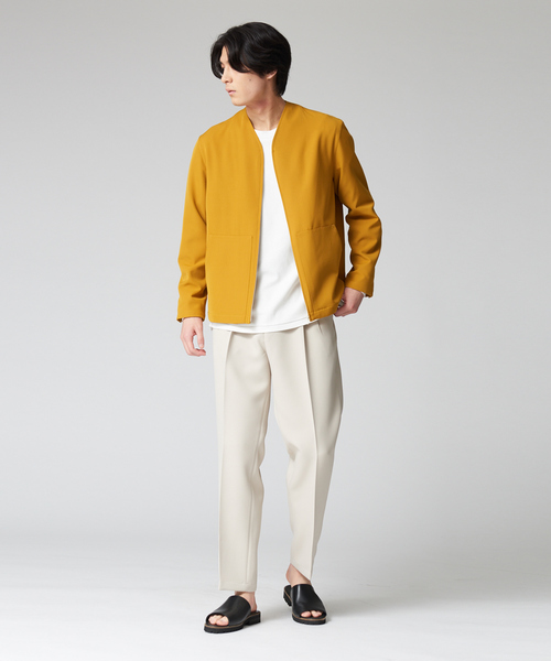 ABAHOUSE（アバハウス）の「【セットアップ対応】ストレッチ ノーカラー Vネック オーバーサイズ シャツジャケット（ブルゾン・メンズ・ダークグリーン/ネイビー/グレー/マスタード/スモークピンク・44/46/48）」の19枚目の写真