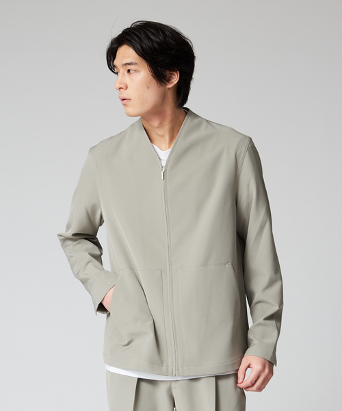 ABAHOUSE（アバハウス）の「【セットアップ対応】ストレッチ ノーカラー Vネック オーバーサイズ シャツジャケット（ブルゾン・メンズ・ダークグリーン/ネイビー/グレー/マスタード/スモークピンク・44/46/48）」の7枚目の写真