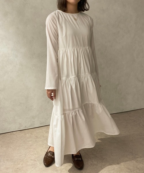 apres jour clair(アプレジュールクレア)の「【apres jour clair】ティアードワンピース【ZOZOTOWN限定アイテム】(ワンピース・レディース・モカ/オフホワイト/ベージュ・フリー/X-LARGE)」の18枚目の写真