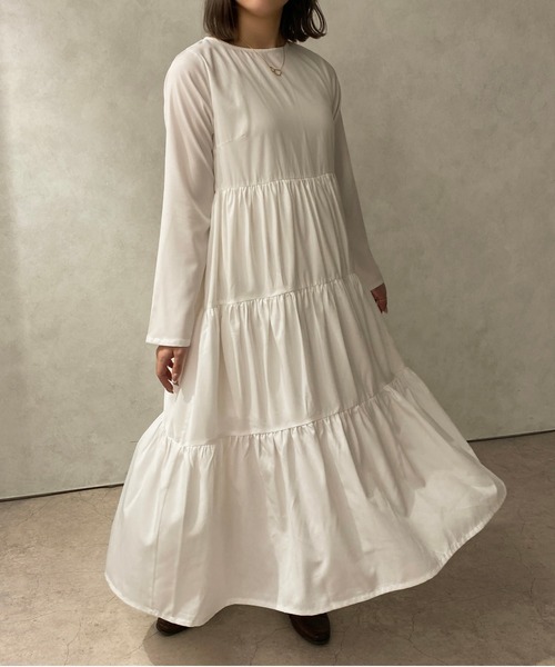 apres jour clair(アプレジュールクレア)の「【apres jour clair】ティアードワンピース【ZOZOTOWN限定アイテム】(ワンピース・レディース・モカ/オフホワイト/ベージュ・フリー/X-LARGE)」の16枚目の写真