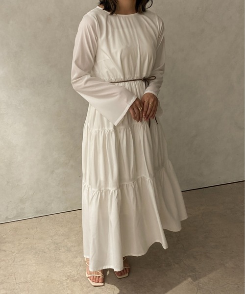 apres jour clair(アプレジュールクレア)の「【apres jour clair】ティアードワンピース【ZOZOTOWN限定アイテム】(ワンピース・レディース・モカ/オフホワイト/ベージュ・フリー/X-LARGE)」の5枚目の写真