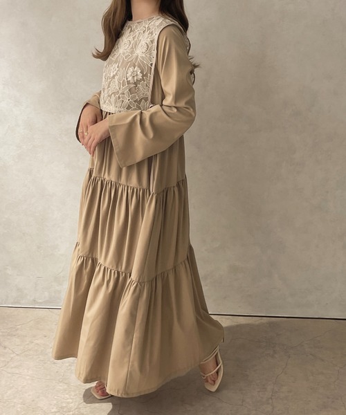 apres jour clair(アプレジュールクレア)の「【apres jour clair】ティアードワンピース【ZOZOTOWN限定アイテム】(ワンピース・レディース・モカ/オフホワイト/ベージュ・フリー/X-LARGE)」の14枚目の写真