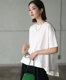 HERENCIA | 度詰め天竺 フロント切替え バックチュール ショートスリーブ(Tシャツ/カットソー)