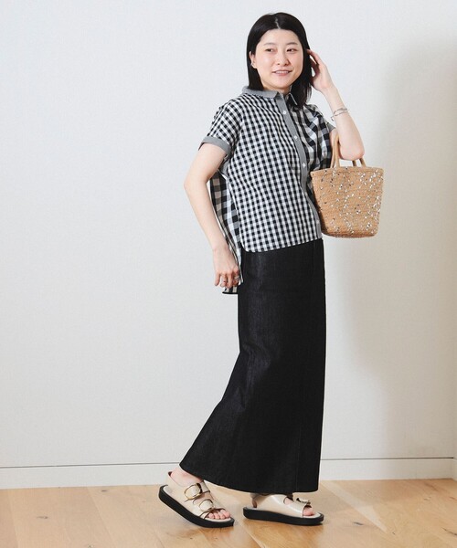 BEAMS HEART(ビームスハート)の「BEAMS HEART / クレイジー ギンガムチェック シャツ(シャツ/ブラウス・レディース・ブラック/ベージュ/グリーン・FREE)」の5枚目の写真