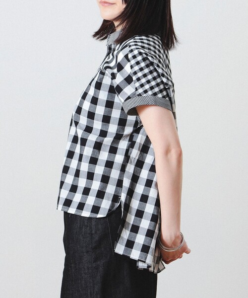 BEAMS HEART(ビームスハート)の「BEAMS HEART / クレイジー ギンガムチェック シャツ(シャツ/ブラウス・レディース・ブラック/ベージュ/グリーン・FREE)」の8枚目の写真