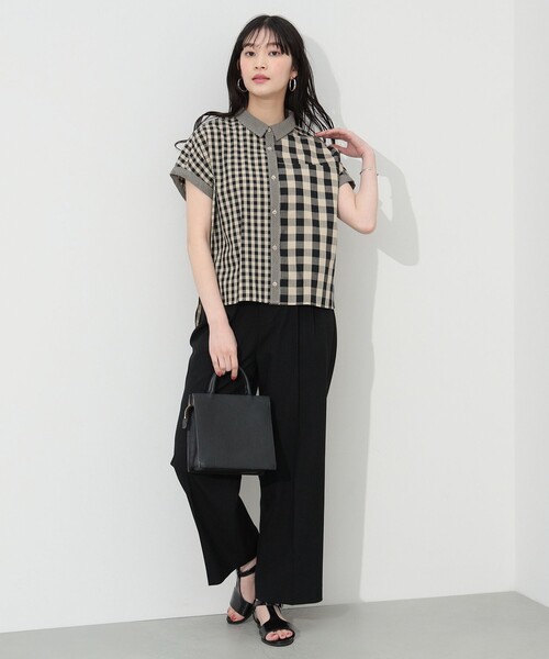 BEAMS HEART(ビームスハート)の「BEAMS HEART / クレイジー ギンガムチェック シャツ(シャツ/ブラウス・レディース・ブラック/ベージュ/グリーン・FREE)」の10枚目の写真