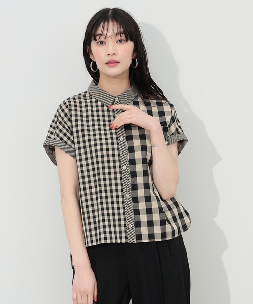 BEAMS HEART(ビームスハート)の「BEAMS HEART / クレイジー ギンガムチェック シャツ(シャツ/ブラウス・レディース・ブラック/ベージュ/グリーン・FREE)」の12枚目の写真