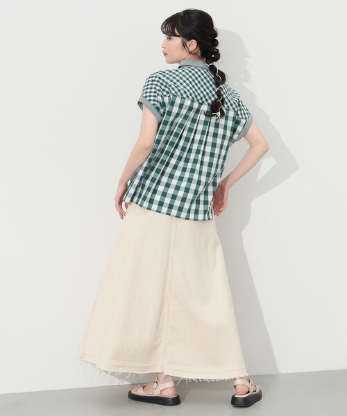 BEAMS HEART(ビームスハート)の「BEAMS HEART / クレイジー ギンガムチェック シャツ(シャツ/ブラウス・レディース・ブラック/ベージュ/グリーン・FREE)」の14枚目の写真