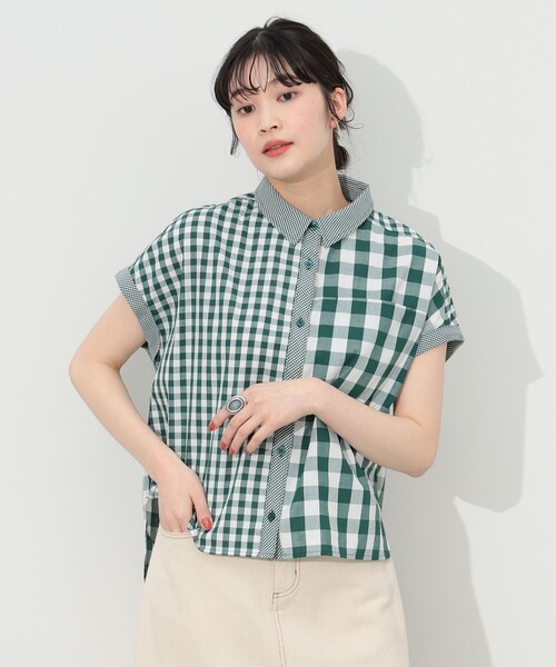 BEAMS HEART(ビームスハート)の「BEAMS HEART / クレイジー ギンガムチェック シャツ(シャツ/ブラウス・レディース・ブラック/ベージュ/グリーン・FREE)」の15枚目の写真