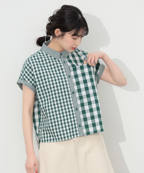 BEAMS HEART(ビームスハート)の「BEAMS HEART / クレイジー ギンガムチェック シャツ(シャツ/ブラウス・レディース・ブラック/ベージュ/グリーン・FREE)」の16枚目の写真
