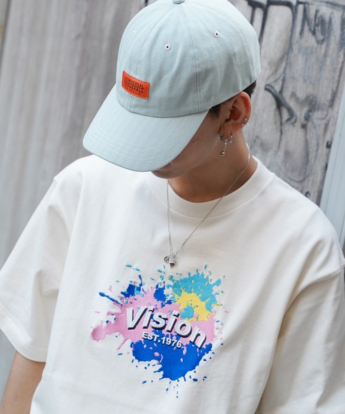 UNIVERSAL OVERALL（ユニバーサルオーバーオール）の「UNIVERSAL OVERALL ユニバーサルオーバーオール ヘリンボーン配色ステッチキャップ（キャップ・メンズ・ベビーピンク/ライラック/ブラック/オフホワイト/ライトブルー・フリー）」の9枚目の写真