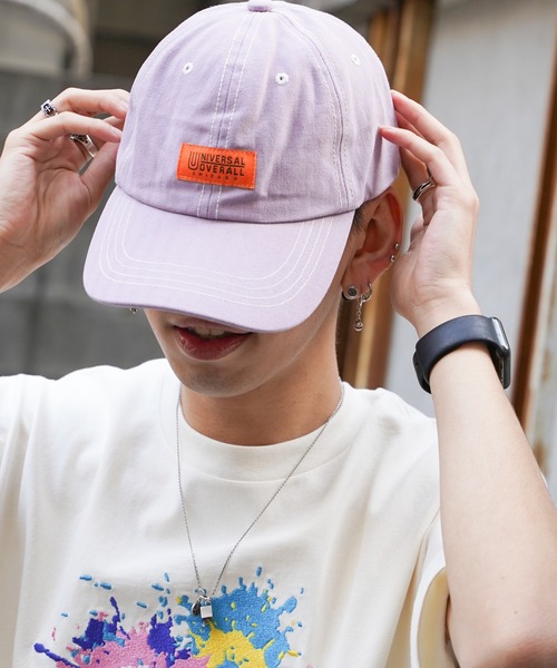 UNIVERSAL OVERALL（ユニバーサルオーバーオール）の「UNIVERSAL OVERALL ユニバーサルオーバーオール ヘリンボーン配色ステッチキャップ（キャップ・メンズ・ベビーピンク/ライラック/ブラック/オフホワイト/ライトブルー・フリー）」の11枚目の写真