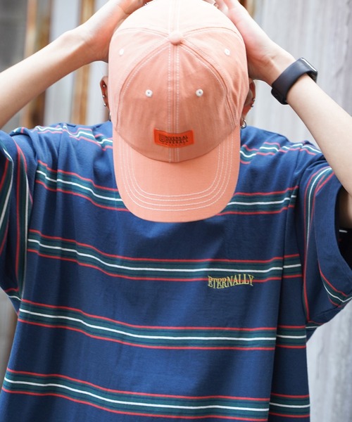 UNIVERSAL OVERALL（ユニバーサルオーバーオール）の「UNIVERSAL OVERALL ユニバーサルオーバーオール ヘリンボーン配色ステッチキャップ（キャップ・メンズ・ベビーピンク/ライラック/ブラック/オフホワイト/ライトブルー・フリー）」の15枚目の写真
