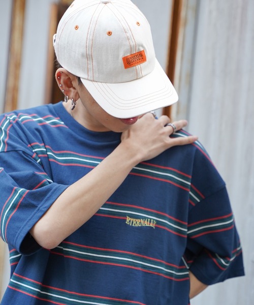 UNIVERSAL OVERALL（ユニバーサルオーバーオール）の「UNIVERSAL OVERALL ユニバーサルオーバーオール ヘリンボーン配色ステッチキャップ（キャップ・メンズ・ベビーピンク/ライラック/ブラック/オフホワイト/ライトブルー・フリー）」の16枚目の写真