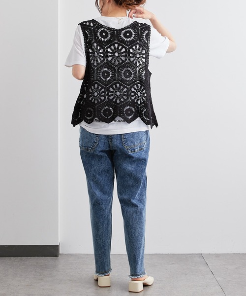 PUAL CE CIN（ピュアルセシン）の「ストレッチデニムパンツ（デニムパンツ・レディース・インディゴブルー/ブルー/アイボリー・FREE）」の6枚目の写真