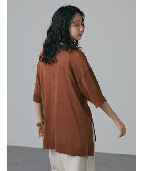 CRAFT STANDARD BOUTIQUE(クラフトスタンダードブティック)の「クルーネックスリット半袖ニットプルオーバー *◆(ニット/セーター・レディース・グレイッシュベージュ/ブラック/マスタード/レッド/ブラウン・FREE)」の11枚目の写真