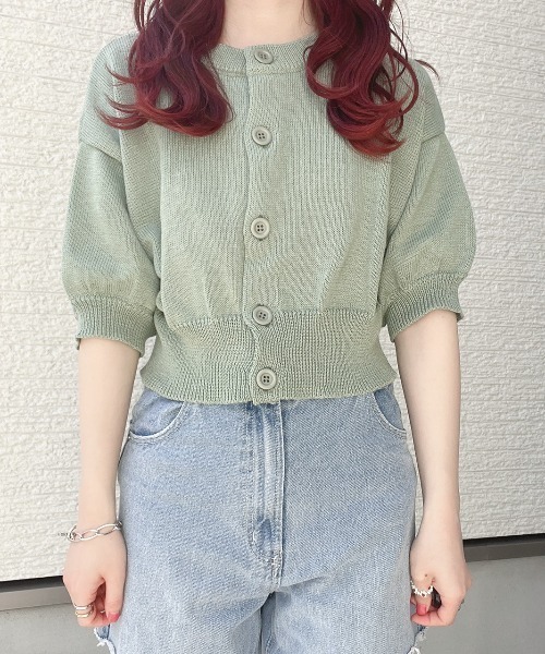 WEGO（ウィゴー）の「WEGO/2WAYパフスリーブカーディガン（カーディガン/ボレロ・レディース・グリーン/アイボリー・FREE）」の20枚目の写真