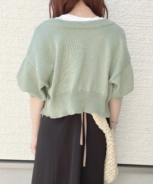 WEGO（ウィゴー）の「WEGO/2WAYパフスリーブカーディガン（カーディガン/ボレロ・レディース・グリーン/アイボリー・FREE）」の11枚目の写真