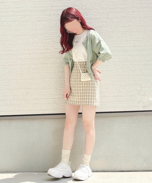 WEGO（ウィゴー）の「WEGO/2WAYパフスリーブカーディガン（カーディガン/ボレロ・レディース・グリーン/アイボリー・FREE）」の18枚目の写真