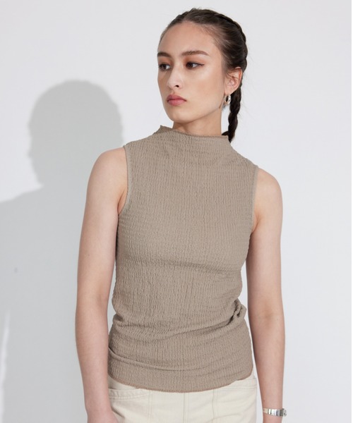 ALEXIA STAM(アリシアスタン)の「Sleeveless High Neck Top/スリーブレスハイネックトップ(Tシャツ/カットソー・レディース・ベージュ/オフホワイト/グリーン系その他・FREE)」の22枚目の写真