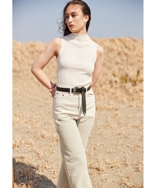 ALEXIA STAM(アリシアスタン)の「Sleeveless High Neck Top/スリーブレスハイネックトップ(Tシャツ/カットソー・レディース・ベージュ/オフホワイト/グリーン系その他・FREE)」の12枚目の写真