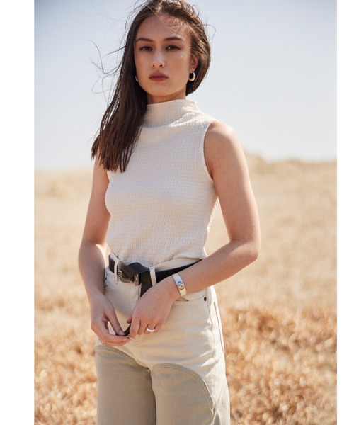 ALEXIA STAM(アリシアスタン)の「Sleeveless High Neck Top/スリーブレスハイネックトップ(Tシャツ/カットソー・レディース・ベージュ/オフホワイト/グリーン系その他・FREE)」の18枚目の写真