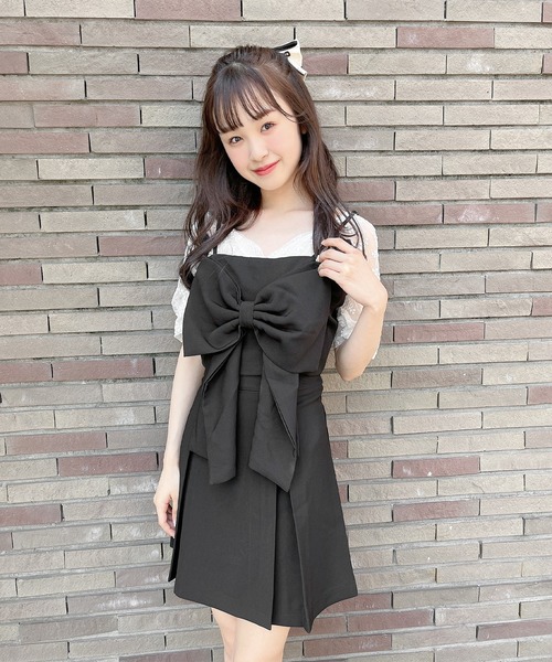 Rmine（アールマイン）の「ビッグリボンショートキャミ（キャミソール・レディース・ブラック/ホワイト・FREE）」の5枚目の写真