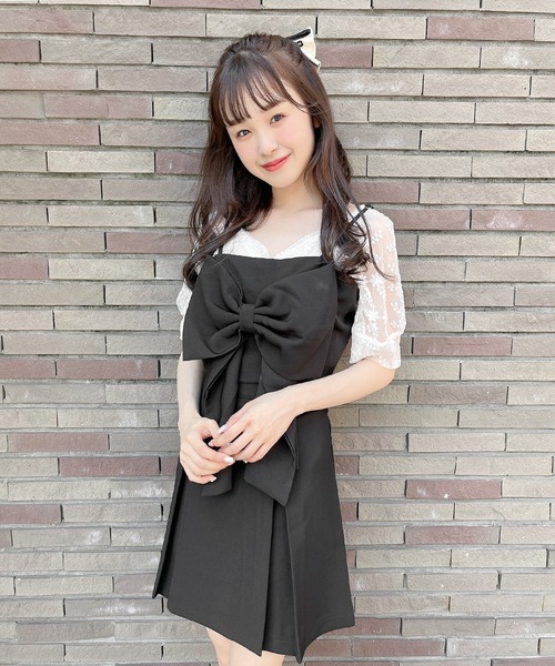 Rmine（アールマイン）の「ビッグリボンショートキャミ（キャミソール・レディース・ブラック/ホワイト・FREE）」の6枚目の写真