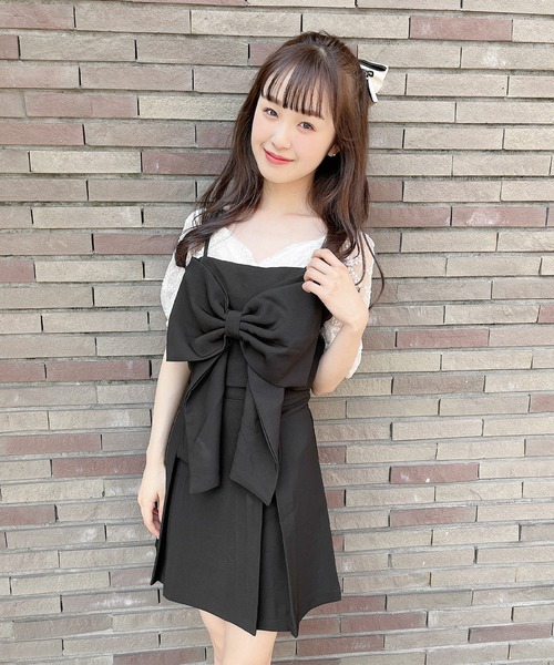 Rmine（アールマイン）の「ビッグリボンショートキャミ（キャミソール・レディース・ブラック/ホワイト・FREE）」の7枚目の写真