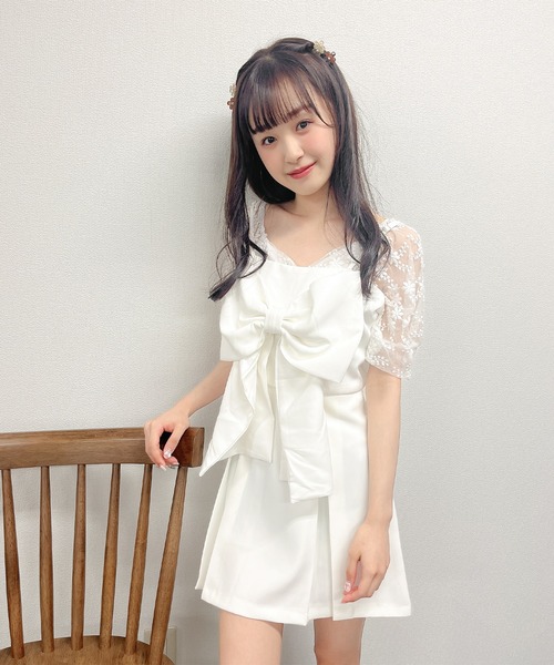 Rmine（アールマイン）の「ビッグリボンショートキャミ（キャミソール・レディース・ブラック/ホワイト・FREE）」の13枚目の写真