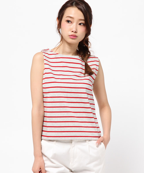 Ray BEAMS(レイビームス)の「▼Ray BEAMS / ボーダー ノースリーブプルオーバー(Tシャツ/カットソー・レディース・ホワイト×ブラック/ネイビー/ライトグレー・ONE SIZE)」の1枚目の写真