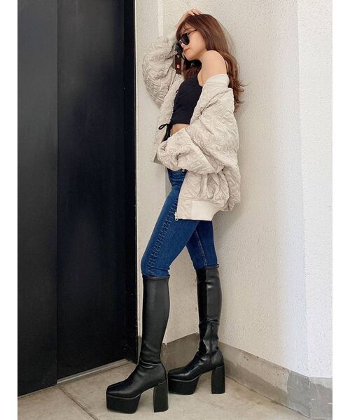 GYDA（ジェイダ）の「コルセットデザイン スウェットビスチェ（キャミソール・レディース・ブラック/オフホワイト・FREE）」の3枚目の写真