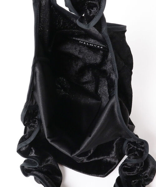 Ray BEAMS（レイビームス）の「HELOYSE / クラッシュ ベロア トートバッグ（トートバッグ・レディース・ブラック/ライム・ONE SIZE）」の3枚目の写真