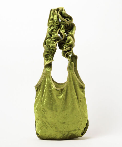 Ray BEAMS（レイビームス）の「HELOYSE / クラッシュ ベロア トートバッグ（トートバッグ・レディース・ブラック/ライム・ONE SIZE）」の5枚目の写真