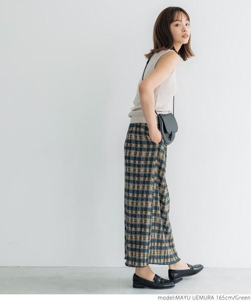 coca(coca)(コカ)の「チェック柄楊柳プリーツスカート(スカート・レディース・ブラウン/グリーン・ONE SIZE)」の10枚目の写真