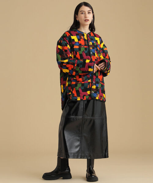 Ray BEAMS（レイビームス）の「Ray BEAMS / パテント フェイクレザー スカート（スカート・レディース・ブラック/ベージュ・0/1）」の6枚目の写真