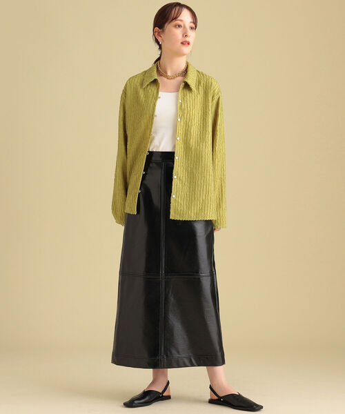 Ray BEAMS（レイビームス）の「Ray BEAMS / パテント フェイクレザー スカート（スカート・レディース・ブラック/ベージュ・0/1）」の10枚目の写真