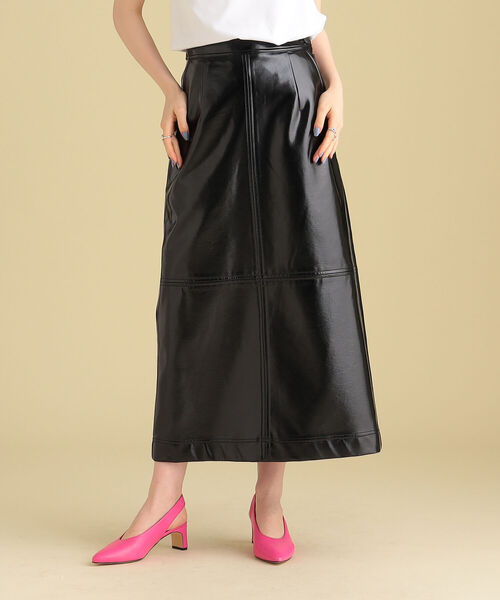 Ray BEAMS（レイビームス）の「Ray BEAMS / パテント フェイクレザー スカート（スカート・レディース・ブラック/ベージュ・0/1）」の13枚目の写真