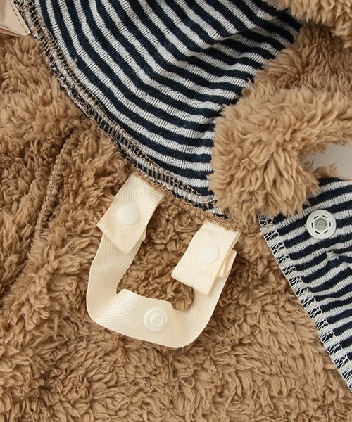 petit main（プティマイン）の「【抗菌防臭】2WAYアニマルボアケープ（ポンチョ・キッズ・モカ/アイボリー/ライトピンク・FREE）」の7枚目の写真