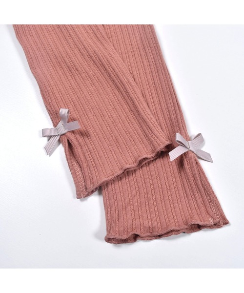 SLAP SLIP（スラップスリップ）の「SLAPSLIP/スリット入りリボンテレコリブレギンス(80~130cm)（レギンス/スパッツ・キッズ・ピンク/オフホワイト/ブラック・100/120/130/80/110/90）」の6枚目の写真