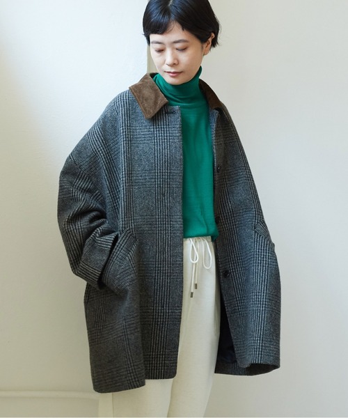 yuni（ユニ ）の「Wool/Check bal collar short コート（その他