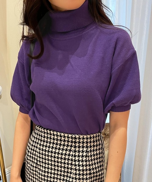 セール】バルーンスリーブタートルネックニットトップス/22504（ニット