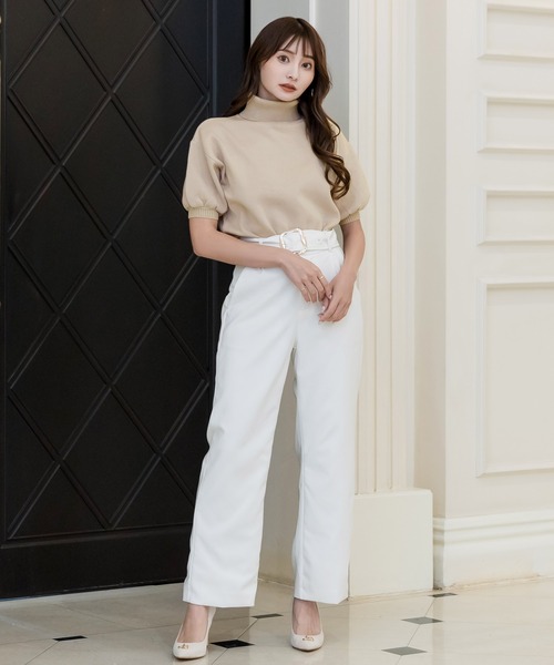 Julia Boutique（ジュリアブティック）の「バルーンスリーブタートルネックニットトップス/22504（ニット/セーター・レディース・パープル/グレイッシュベージュ/サックスブルー/ホワイト/ブラック/ピンク/コーラル・ONE）」の12枚目の写真