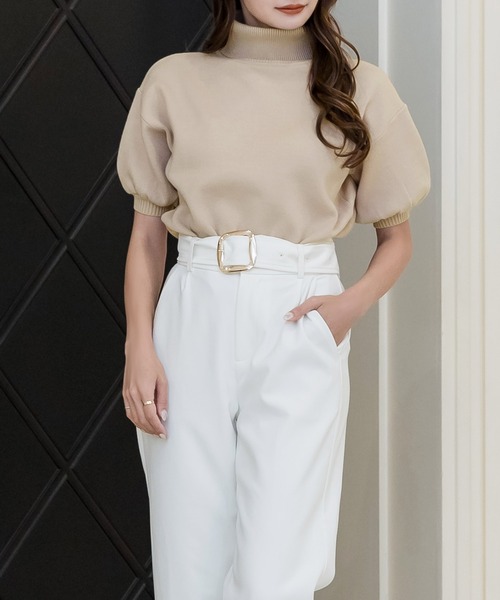 Julia Boutique（ジュリアブティック）の「バルーンスリーブタートルネックニットトップス/22504（ニット/セーター・レディース・パープル/グレイッシュベージュ/サックスブルー/ホワイト/ブラック/ピンク/コーラル・ONE）」の13枚目の写真