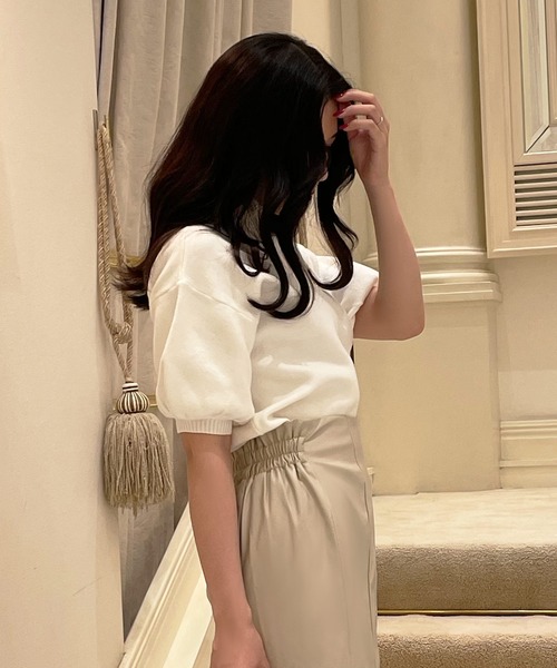 Julia Boutique（ジュリアブティック）の「バルーンスリーブタートルネックニットトップス/22504（ニット/セーター・レディース・パープル/グレイッシュベージュ/サックスブルー/ホワイト/ブラック/ピンク/コーラル・ONE）」の9枚目の写真