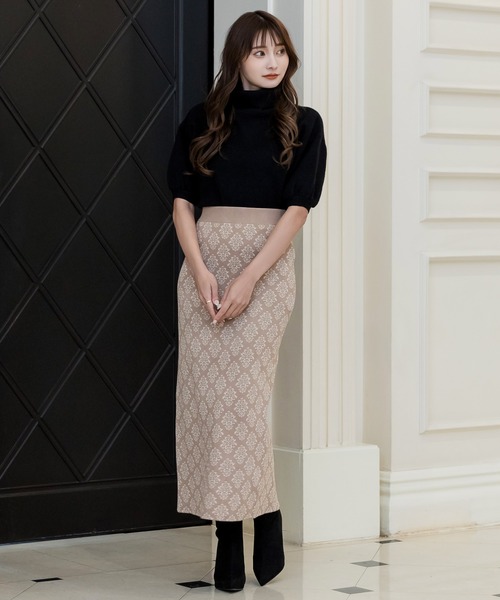 Julia Boutique（ジュリアブティック）の「バルーンスリーブタートルネックニットトップス/22504（ニット/セーター・レディース・パープル/グレイッシュベージュ/サックスブルー/ホワイト/ブラック/ピンク/コーラル・ONE）」の10枚目の写真