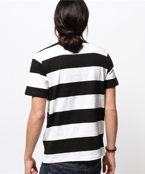 417 EDIFICE（フォーワンセブンエディフィス）の「◇ワイドボーダーテンジククルーネック S/S（Tシャツ/カットソー・メンズ・ネイビー/ブルー/ブラック/チャコールグレー・MEDIUM/SMALL/LARGE）」の7枚目の写真